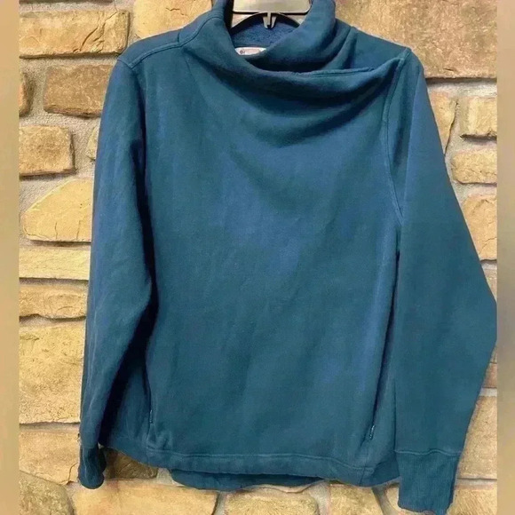 Athleta Womens Pullover Oversized Turtleneck Pockets Poly Cotton Thumb Holes M - Picture 1 of 12